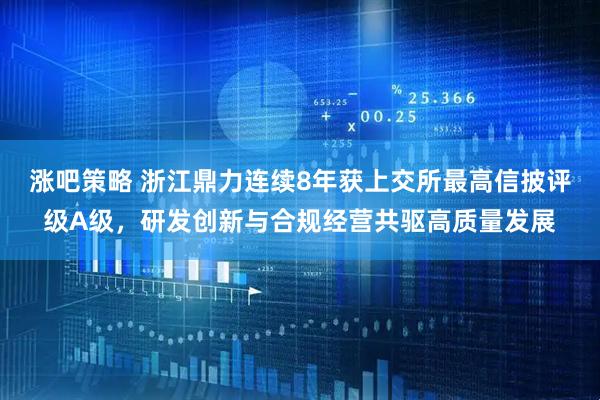 涨吧策略 浙江鼎力连续8年获上交所最高信披评级A级，研发创新与合规经营共驱高质量发展