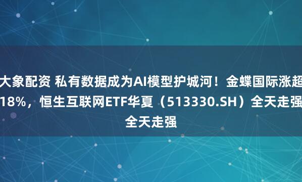 大象配资 私有数据成为AI模型护城河！金蝶国际涨超18%，恒生互联网ETF华夏（513330.SH）全天走强